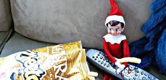 Jazzercise Elf watching tv